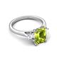 5 - Triada 2.04 ctw Emerald Shape Peridot (8X6 mm) accented Trapezoid Shape Lab Grown Diamonds Engagement Ring 