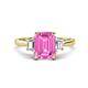 1 - Triada 1.84 ctw Emerald Shape Pink Sapphire (8X6 mm) accented Trapezoid Shape Lab Grown Diamonds Engagement Ring 