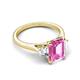 5 - Triada 1.84 ctw Emerald Shape Pink Sapphire (8X6 mm) accented Trapezoid Shape Lab Grown Diamonds Engagement Ring 