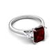 5 - Triada 2.29 ctw Emerald Shape Red Garnet (8X6 mm) accented Trapezoid Shape Lab Grown Diamonds Engagement Ring 