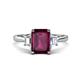 1 - Triada 2.34 ctw Emerald Shape Rhodolite Garnet (8X6 mm) accented Trapezoid Shape Lab Grown Diamonds Engagement Ring 