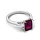 5 - Triada 2.34 ctw Emerald Shape Rhodolite Garnet (8X6 mm) accented Trapezoid Shape Lab Grown Diamonds Engagement Ring 