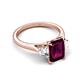 5 - Triada 2.34 ctw Emerald Shape Rhodolite Garnet (8X6 mm) accented Trapezoid Shape Lab Grown Diamonds Engagement Ring 