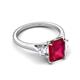 5 - Triada 1.84 ctw Emerald Shape Ruby (8X6 mm) accented Trapezoid Shape Lab Grown Diamonds Engagement Ring 