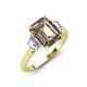 3 - Triada 2.04 ctw Emerald Shape Smoky Quartz (8X6 mm) accented Trapezoid Shape Lab Grown Diamonds Engagement Ring 