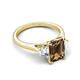 5 - Triada 2.04 ctw Emerald Shape Smoky Quartz (8X6 mm) accented Trapezoid Shape Lab Grown Diamonds Engagement Ring 