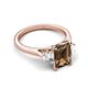 5 - Triada 2.04 ctw Emerald Shape Smoky Quartz (8X6 mm) accented Trapezoid Shape Lab Grown Diamonds Engagement Ring 