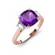 3 - Triada 1.79 ctw Cushion Shape Amethyst (7 mm) accented Trapezoid Shape Lab Grown Diamonds Engagement Ring 