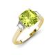 3 - Triada 1.79 ctw Cushion Shape Peridot (7 mm) accented Trapezoid Shape Lab Grown Diamonds Engagement Ring 