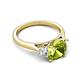 5 - Triada 1.79 ctw Cushion Shape Peridot (7 mm) accented Trapezoid Shape Lab Grown Diamonds Engagement Ring 