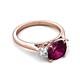 5 - Triada 2.34 ctw Cushion Shape Rhodolite Garnet (7 mm) accented Trapezoid Shape Lab Grown Diamonds Engagement Ring 