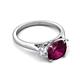 5 - Triada 2.34 ctw Cushion Shape Rhodolite Garnet (7 mm) accented Trapezoid Shape Lab Grown Diamonds Engagement Ring 
