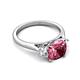 5 - Triada 1.84 ctw Cushion Shape Pink Tourmaline (7 mm) accented Trapezoid Shape Lab Grown Diamonds Engagement Ring 