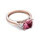 5 - Triada 1.84 ctw Cushion Shape Pink Tourmaline (7 mm) accented Trapezoid Shape Lab Grown Diamonds Engagement Ring 