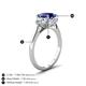 4 - Triada 2.34 ctw Cushion Shape Created Blue Sapphire (7 mm) accented Trapezoid Shape Lab Grown Diamonds Engagement Ring 