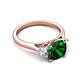 5 - Triada 1.84 ctw Cushion Shape Created Emerald (7 mm) accented Trapezoid Shape Lab Grown Diamonds Engagement Ring 