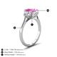 4 - Triada 2.34 ctw Cushion Shape Created Pink Sapphire (7 mm) accented Trapezoid Shape Lab Grown Diamonds Engagement Ring 