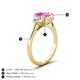 4 - Triada 2.34 ctw Cushion Shape Created Pink Sapphire (7 mm) accented Trapezoid Shape Lab Grown Diamonds Engagement Ring 