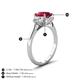 4 - Triada 2.34 ctw Cushion Shape Created Ruby (7 mm) accented Trapezoid Shape Lab Grown Diamonds Engagement Ring 