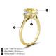 4 - Triada 2.34 ctw Cushion Shape Created Yellow Sapphire (7 mm) accented Trapezoid Shape Lab Grown Diamonds Engagement Ring 