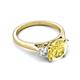 5 - Triada 2.34 ctw Cushion Shape Created Yellow Sapphire (7 mm) accented Trapezoid Shape Lab Grown Diamonds Engagement Ring 