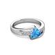 4 - Medora 1.59 ctw Trillion shape Blue Topaz (7.00 mm) accented Natural Diamonds Engagement Ring 