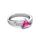 4 - Medora 1.54 ctw Trillion shape Created Pink Sapphire (7.00 mm) accented Natural Diamonds Engagement Ring 