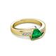 4 - Medora 1.04 ctw Trillion shape Created Emerald (7.00 mm) accented Natural Diamonds Engagement Ring 