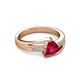 4 - Medora 1.34 ctw Trillion shape Created Ruby (7.00 mm) accented Natural Diamonds Engagement Ring 