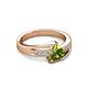 4 - Medora 1.39 ctw Trillion shape Peridot (7.00 mm) accented Natural Diamonds Engagement Ring 