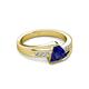 4 - Medora 1.44 ctw Trillion shape Created Blue Sapphire (7.00 mm) accented Natural Diamonds Engagement Ring 
