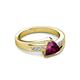 4 - Medora 1.54 ctw Trillion shape Rhodolite Garnet (7.00 mm) accented Natural Diamonds Engagement Ring 