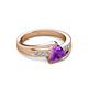 4 - Medora 1.09 ctw Trillion shape Amethyst (7.00 mm) accented Natural Diamonds Engagement Ring 
