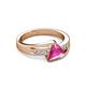 4 - Medora 1.54 ctw Trillion shape Created Pink Sapphire (7.00 mm) accented Natural Diamonds Engagement Ring 