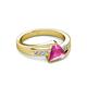 4 - Medora 1.54 ctw Trillion shape Created Pink Sapphire (7.00 mm) accented Natural Diamonds Engagement Ring 