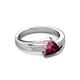 4 - Medora 1.54 ctw Trillion shape Rhodolite Garnet (7.00 mm) accented Natural Diamonds Engagement Ring 
