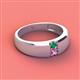 3 - Ethan 3.00 mm Round Emerald and Pink Sapphire 2 Stone Men Wedding Ring 