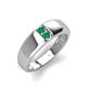 4 - Ethan 3.00 mm Round Emerald 2 Stone Men Wedding Ring 