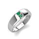 4 - Ethan 3.00 mm Round Emerald and Lab Created Alexandrite 2 Stone Men Wedding Ring 