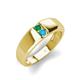 4 - Ethan 3.00 mm Round Emerald and Turquoise 2 Stone Men Wedding Ring 