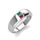 4 - Ethan 3.00 mm Round Emerald and Ruby 2 Stone Men Wedding Ring 
