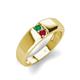 4 - Ethan 3.00 mm Round Emerald and Ruby 2 Stone Men Wedding Ring 