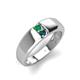 4 - Ethan 3.00 mm Round Emerald and London Blue Topaz 2 Stone Men Wedding Ring 
