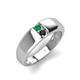 4 - Ethan 3.00 mm Round Emerald and Black Diamond 2 Stone Men Wedding Ring 