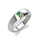 4 - Ethan 3.00 mm Round Emerald and Peridot 2 Stone Men Wedding Ring 