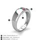 5 - Ethan 3.00 mm Round Emerald and Ruby 2 Stone Men Wedding Ring 
