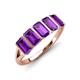 3 - Brianna 1.35 ctw Emerald Shape Amethyst (5X3 mm) Five Stone Wedding Band 