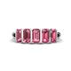 1 - Brianna 1.75 ctw Emerald Shape Pink Tourmaline (5X3 mm) Five Stone Wedding Band 