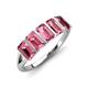 3 - Brianna 1.75 ctw Emerald Shape Pink Tourmaline (5X3 mm) Five Stone Wedding Band 