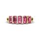 1 - Brianna 1.75 ctw Emerald Shape Pink Tourmaline (5X3 mm) Five Stone Wedding Band 